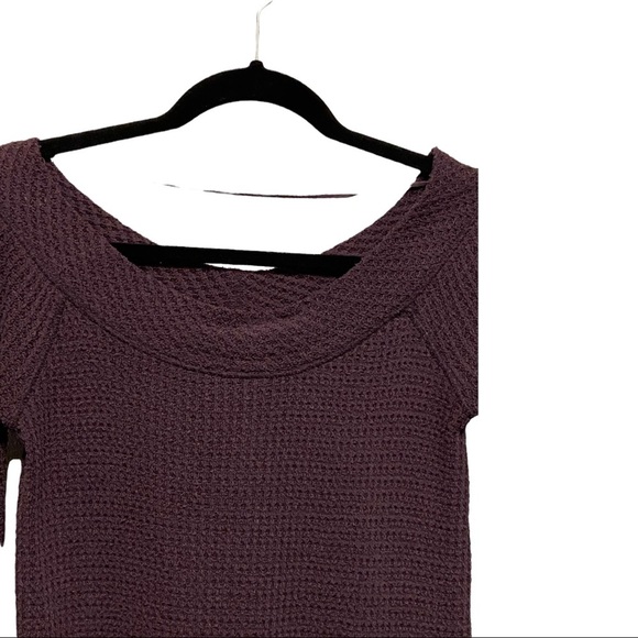 Free People Size Extra Small Purple Waffle Long Sleeve Long Cuff Tunic Top - Picture 3 of 8